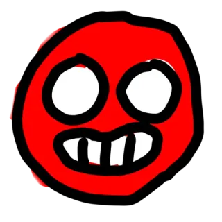 🙂 красный, лицо, злой, мультфильм, простой, рисунок telegram sticker