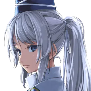 😊 Anime fille, Cheveux blancs, Yeux bleus, Portrait, Personnage féminin, Animation, Dessin animé whatsapp sticker