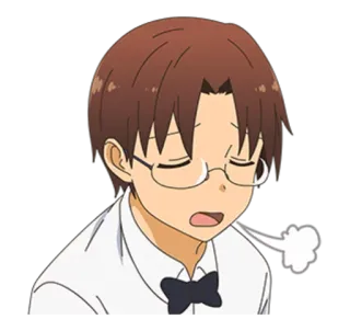 🤔 Anime, Épuisé, Sommeil, Lunettes, Homme telegram sticker