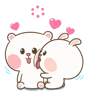 🥰 mignon, ours, lapin, amour, dessin animé whatsapp sticker