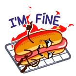 🔥 I'M FÍNE bánh mì kẹp xúc xích, đồ ăn, sticker, hoạt hình, nhân vật, tốt, ok telegram sticker