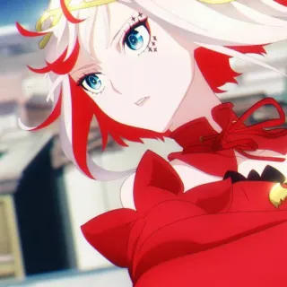 🥀 ragazza anime, capelli rossi e bianchi, personaggio, anime telegram sticker