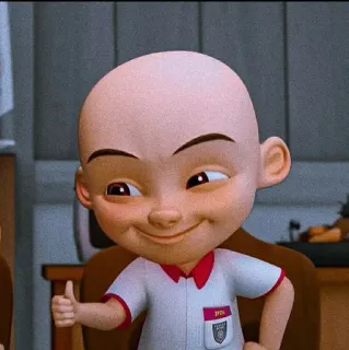 🌝 Upin cartoni animati, Upin Ipin, personaggio, pollice in su, animazione telegram sticker