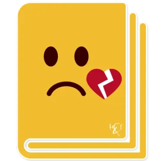 📔 Emoji, Triste, Corazón roto, Amarillo, Sentimiento, Molesto, Desamor telegram sticker