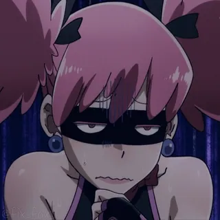 😨 ragazza anime, capelli rosa, maschera, personaggio, cartone animato, illustrazione telegram sticker