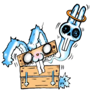 😵 กระต่าย, ประหาร, เครื่องจองจำ, ความรุนแรง, สยองขวัญ, การ์ตูน, ผี, หัวกะโหลก telegram sticker