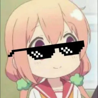 😓 animé, dessin animé, fille, lunettes de soleil, mignon whatsapp sticker