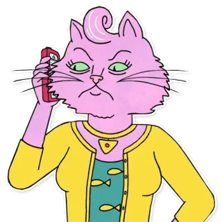 📱 Princess Carolyn BoJack Horseman Мультфильм, Кот, Телефон, Стикер, Конь БоДжек, Принцесса Кэролин, Антропоморфный telegram sticker