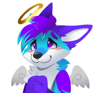 😇 zorro, ángel, furry, halo, lindo, dibujos animados telegram sticker