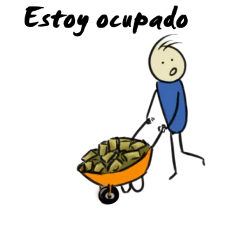 🛒 Getting rich rico, riqueza, dinheiro, desenho animado, pessoa, carrinho de mão, dólares telegram sticker