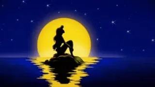 😌 Ariel The Little Mermaid Meerjungfrau, Disney, Prinzessin, Mond, Silhouette, Nacht telegram sticker