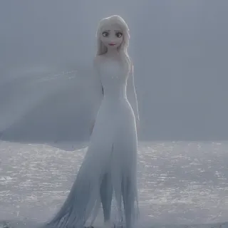 🌨 Elsa Frozen Elsa, La Reine des Neiges, Disney, dessin animé, reine des neiges, robe blanche, neige telegram sticker