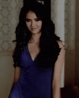 🩸 Elena Gilbert The Vampire Diaries tv show, dress, smile, brunette, nina dobrev telegram sticker