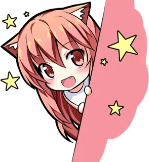 👀 chica gato, anime, manga, kawaii, chibi, lindo, estrellas whatsapp sticker
