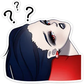 ❓ Мультфильм, Женщина, Вампир, Вопросительные знаки whatsapp sticker