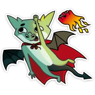 🦸‍♂️ cartoon, dragon, monster, bat, cute, fantasy whatsapp sticker