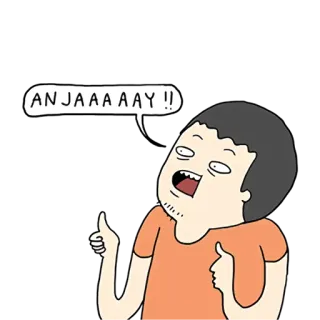 👍 ANJAAAAY !! dessin animé, pouce levé, exclamation, personne telegram sticker