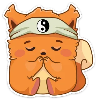 😌 다람쥐, 명상, 동물, 만화, 귀여운, 선, 요가 telegram sticker