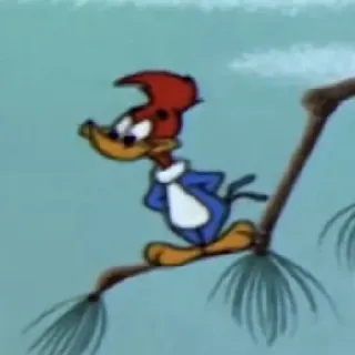 😌 Woody Woodpecker การ์ตูน, วู้ดดี้ วู้ดเพ็คเกอร์, นก, แอนิเมชั่น, คลาสสิก, ตลก telegram sticker