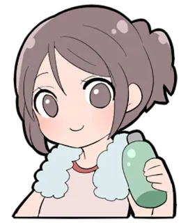 💪 Q版, 女孩, 动漫, 瓶子, 女人, 卡通 telegram sticker