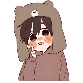 😳 cartoon, cute, boy, anime, bear, hoodie telegram sticker