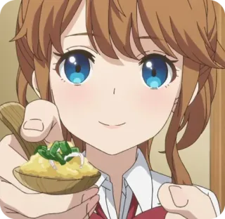 🤝 动漫, 食物, 女孩, 勺子, 女人 telegram sticker