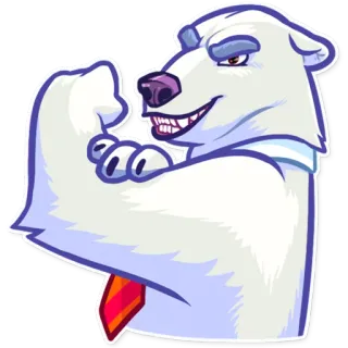 💪 oso polar, dibujos animados, animal, pegatina whatsapp sticker