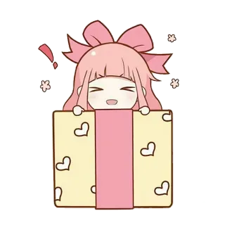 💐 kawaii, regalo, anime, carino, cuori, rosa, fiocco, festa telegram sticker