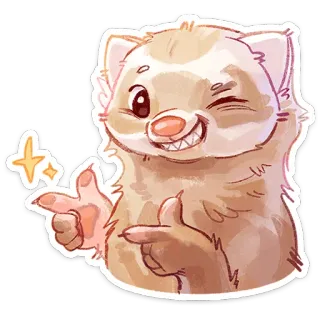 ⭐ furão, animal, fofo, desenho animado, piscando, apontando, peludo telegram sticker