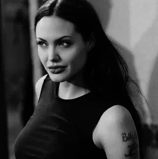 🗽 Angelina Jolie Attrice, Donna, Bianco e nero, Celebrità, Ritratto telegram sticker