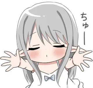 🤗 ちゅー anime, dziewczyna, słodkie, pocałunek, wyraz, powitanie, kawaii, chibi telegram sticker