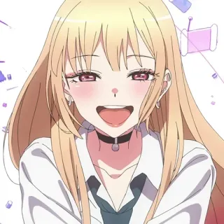 ❤️ Marin Kitagawa My Dress-Up Darling Anime, Fille, Sourire, Cheveux blonds, Mignon, Cosplay, Ras du cou whatsapp sticker