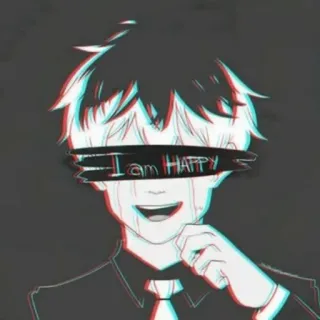 💔 I am HAPPY Animé, Triste, Joyeux, Larmes, Manga telegram sticker