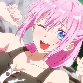 ❤️ anime, mangá, cabelo rosa, fofa, menina, desenho animado, ilustração whatsapp sticker