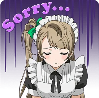 😔 Sorry... przepraszam, przykro mi, anime, smutny, pokojówka, dziewczyna anime telegram sticker