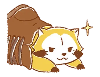 😏 tanuki, chien viverrin, animal, mignon, étincelle, kawaii, chibi, personnage telegram sticker