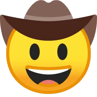 🤠 Koboi, Topi, Emoji, Kuning, Barat, Smiley, Senyum telegram sticker