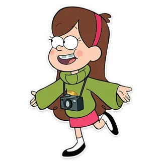 👋 Mabel Pines Gravity Falls desenho animado, animado, Mabel Pines, Gravity Falls, câmera, adesivo whatsapp sticker