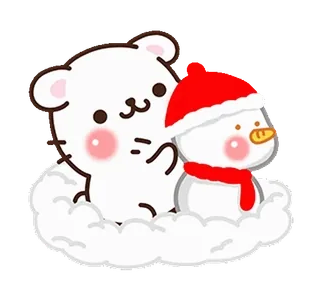 ☃ navidad, invierno, muñeco de nieve, lindo, gato, nieve, fiesta, dibujos animados whatsapp sticker
