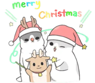 🎅 Merry Christmas Natal, liburan, musim dingin, imut, binatang, rusa kutub, kucing telegram sticker