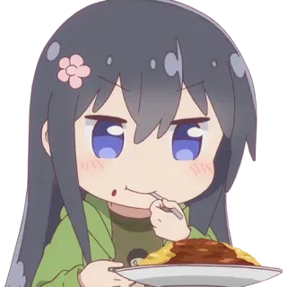 😋 anime, girl, eating, chibi, cute whatsapp sticker