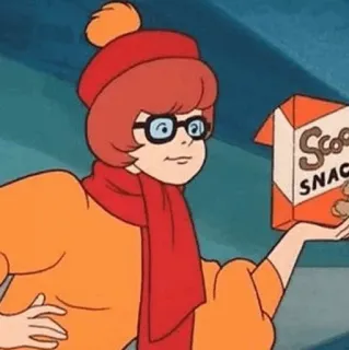 🐶 Velma Dinkley Scooby-Doo Scooby SNACKS cartoon, velma, scooby, snacks, mystery, glasses telegram sticker