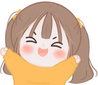 😄 Dessin animé, Fille, Mignon, Joyeux, Chibi, Kawaii whatsapp sticker