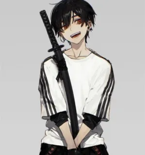 🗡 Anime, Anak laki-laki, Pedang, Katana, Tersenyum, Pria telegram sticker