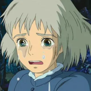 😭 Sophie Howl's Moving Castle Anime, Buồn, Khóc, Sophie, Lâu Đài Bay của Howl, Ghibli telegram sticker