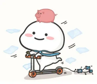 🛴 mignon, dessin animé, scooter, cochon, kawaii telegram sticker