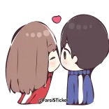 😘 รักนะคับ จูบ, คู่, ความรัก, การ์ตูน, น่ารัก, โรแมนติก, ความรักใคร่ telegram sticker