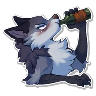 🍺 หมาป่า, ดื่ม, แอลกอฮอล์, การ์ตูน, สัตว์ telegram sticker
