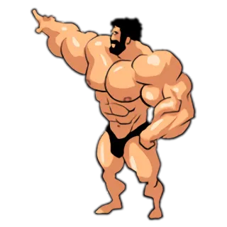 👆 umięśniony, kulturysta, mężczyzna, fitness, silny, siłownia telegram sticker