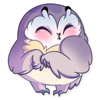 😚 猫头鹰, 卡通, 可爱, 动物, 鸟 telegram sticker